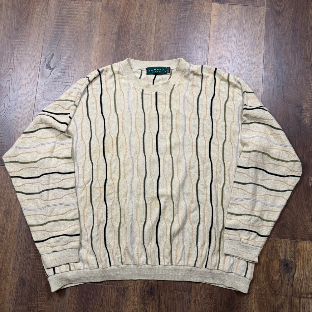 Vintage Tundra Canada Coogi Style 3D Knit Sweater Mens 3XLT Tall Multicolor 90s